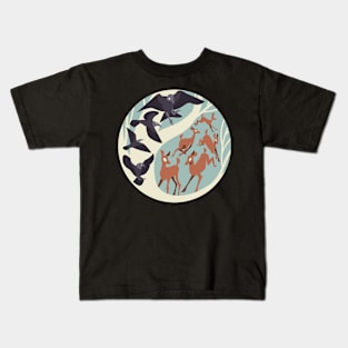 Deer & Crow (Winter) Kids T-Shirt